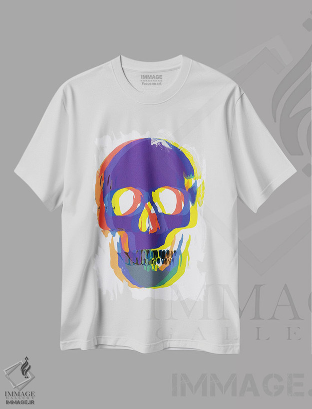 تیشرت طرح دار جمجمهٔ آبیِ تار، دکوراسیون جایگزین اثر اندرو ام بارلو | فروشگاه ایماژ