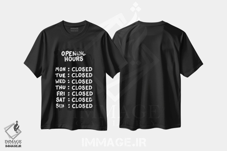 تیشرت طرح دار ساعات کاری، هنر دیجیتال اثر اندرو ام بارلو | فروشگاه ایماژ