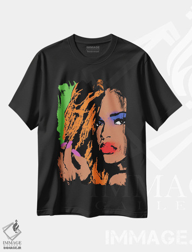تیشرت طرح دار ریحانا، هنر آمریکایی آفریقایی تبار اثر اندرو ام بارلو | فروشگاه ایماژ
