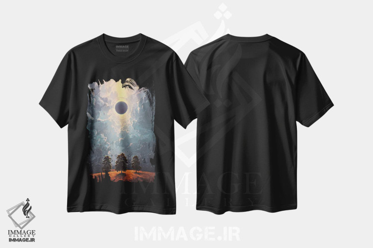 تیشرت طرح دار خورشیدگرفتگی، دکوراسیون جایگزین اثر آرتم رادس چبوخا | فروشگاه ایماژ