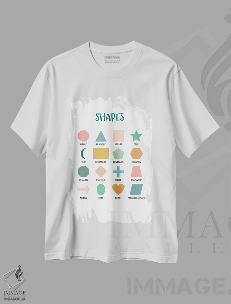 تیشرت طرح دار اشکال پایه اثر پوسترهای طراحی آلچرا | immage.ir