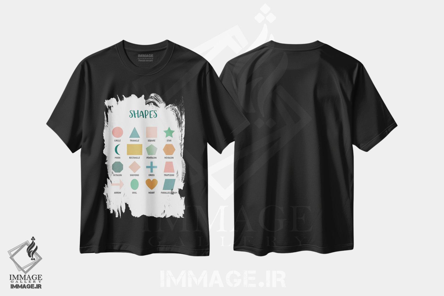 تیشرت طرح دار اشکال پایه اثر پوسترهای طراحی آلچرا | فروشگاه ایماژ