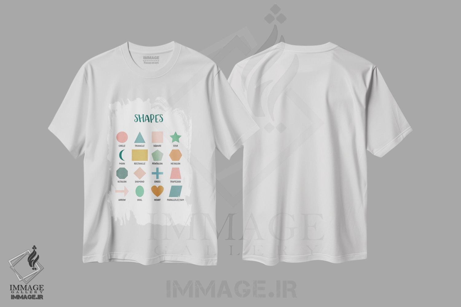 تیشرت طرح دار اشکال پایه اثر پوسترهای طراحی آلچرا | immage.ir