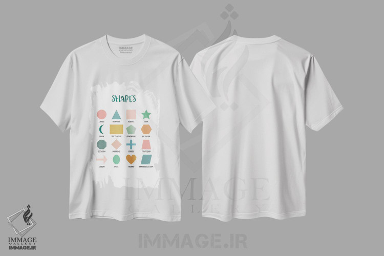 تیشرت طرح دار اشکال پایه اثر پوسترهای طراحی آلچرا | immage.ir