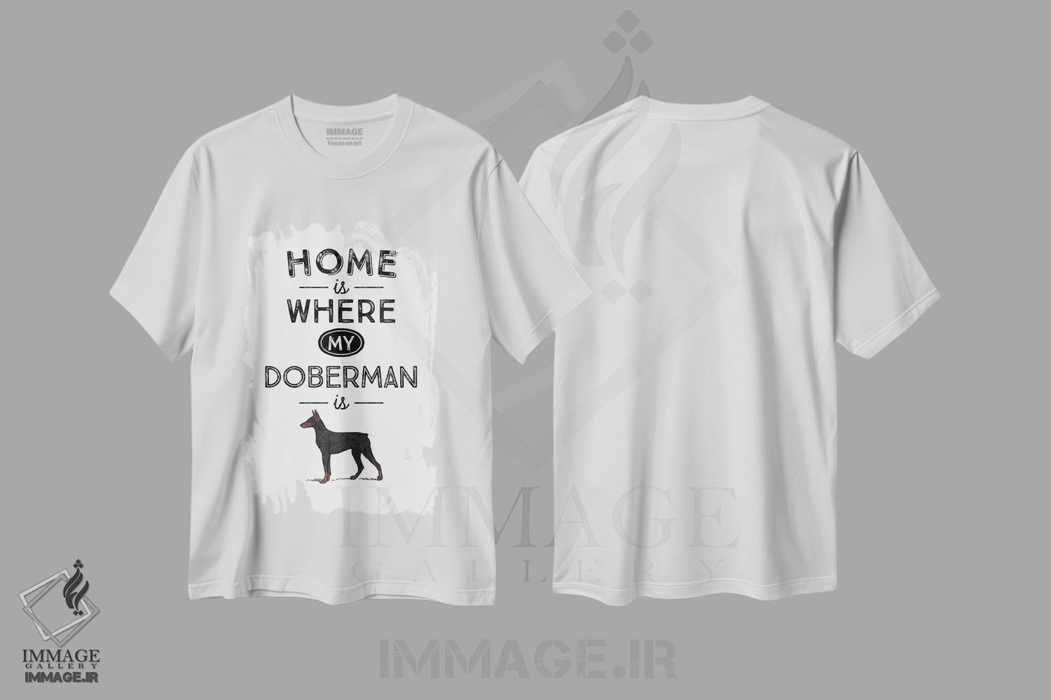 تیشرت طرح دار دوبرمن، تایپوگرافی اثر پوسترهای طراحی آلچرا | فروشگاه ایماژ