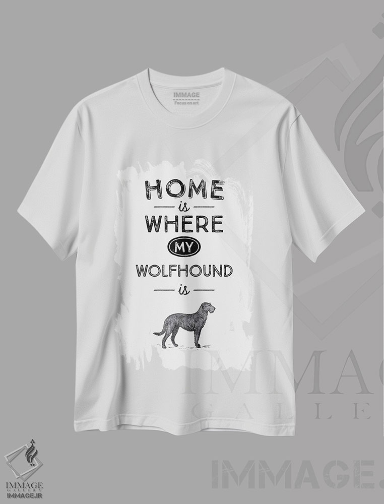 تیشرت طرح دار سگ گرگ نما ایرلندی، تایپوگرافی اثر پوسترهای طراحی آلچرا | immage.ir