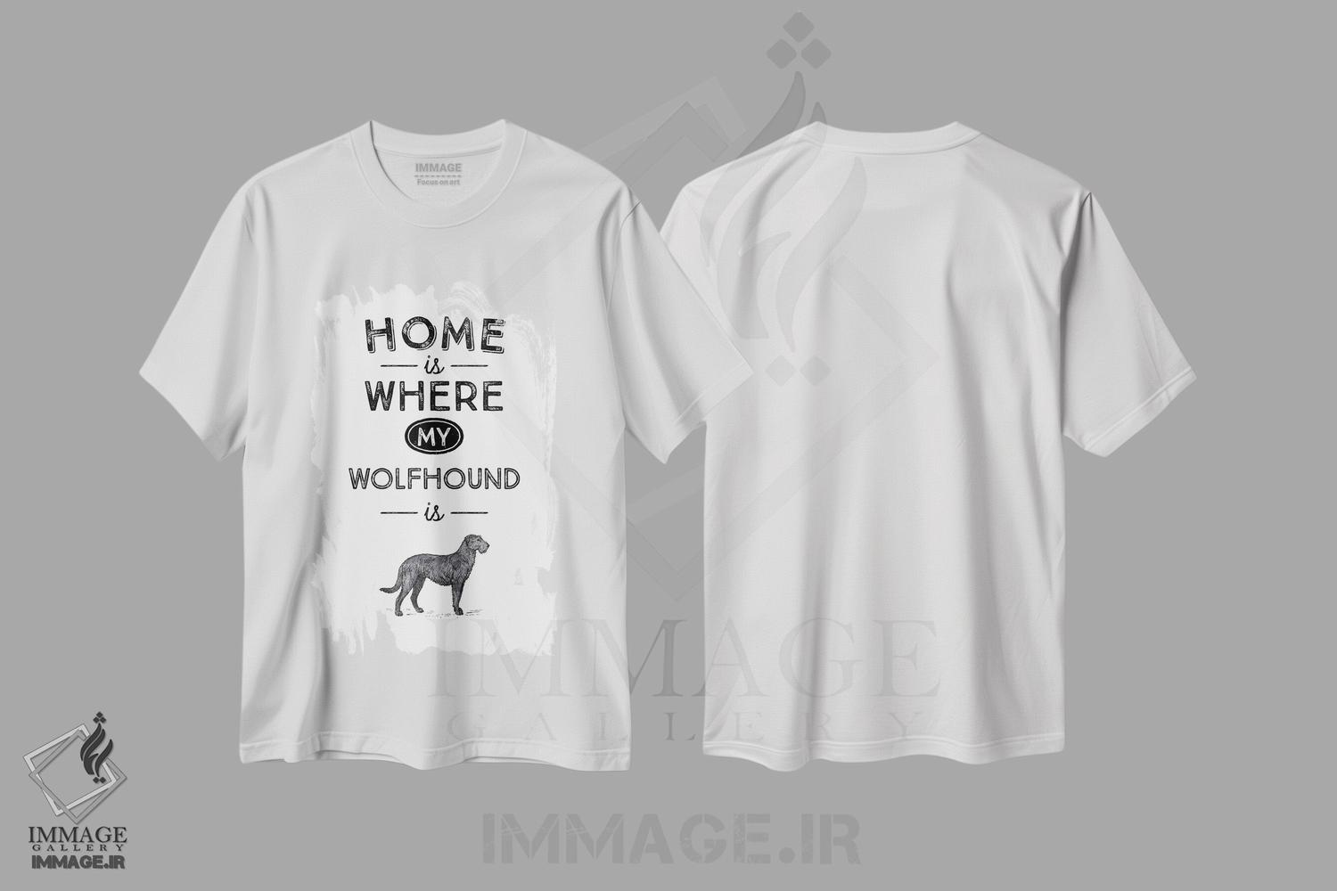 تیشرت طرح دار سگ گرگ نما ایرلندی، تایپوگرافی اثر پوسترهای طراحی آلچرا | immage.ir
