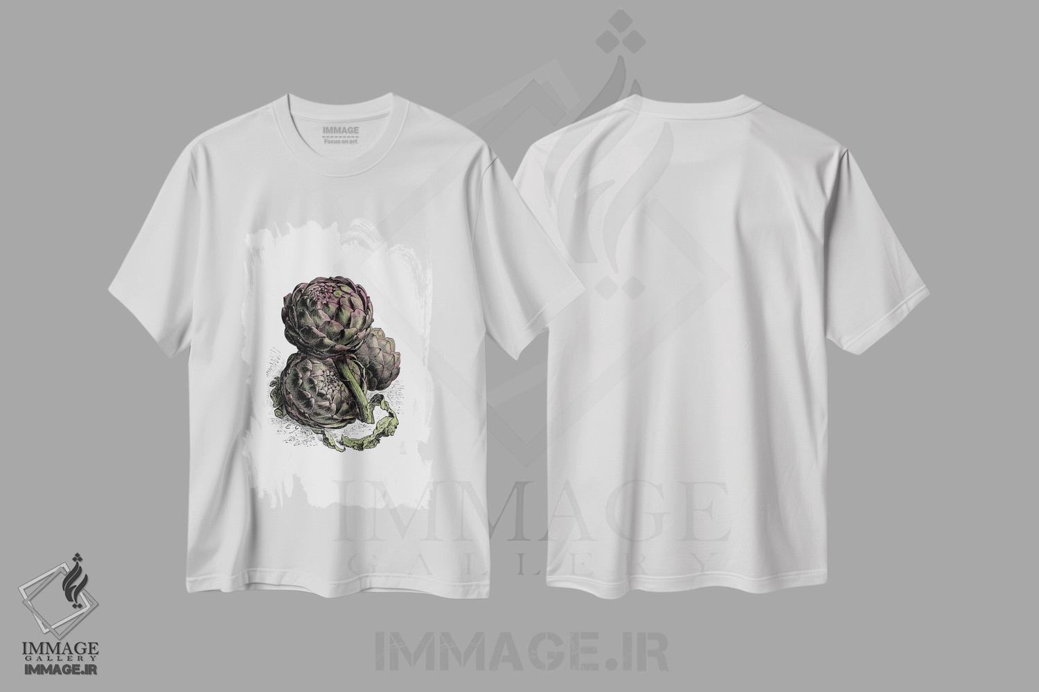 تیشرت طرح دار کنگر فرنگی، دکور معاصر اثر پوسترهای طراحی آلچرا | فروشگاه ایماژ