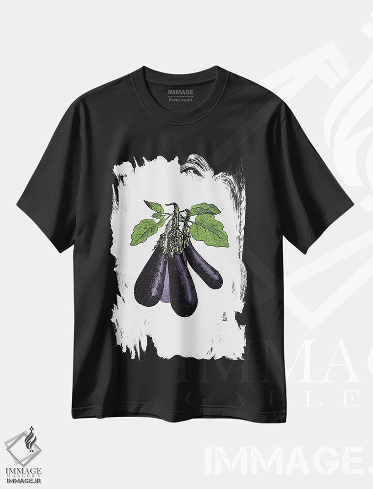 تیشرت طرح دار بادمجان، دکور معاصر اثر پوسترهای طراحی آلچرا | immage.ir