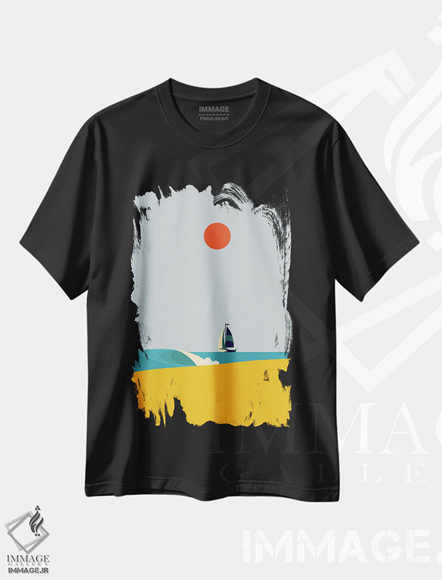 تیشرت طرح دار ساحل کنار دریا ۴، هنر دیجیتال اثر آرکتیک فریم | فروشگاه ایماژ