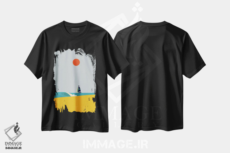تیشرت طرح دار ساحل کنار دریا ۴، هنر دیجیتال اثر آرکتیک فریم | فروشگاه ایماژ