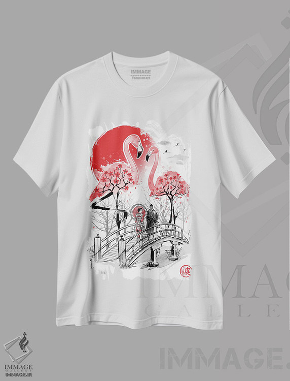 تیشرت طرح دار باغ فلامینگو، هنر دیجیتال اثر آنتونیو کامارنا | immage.ir