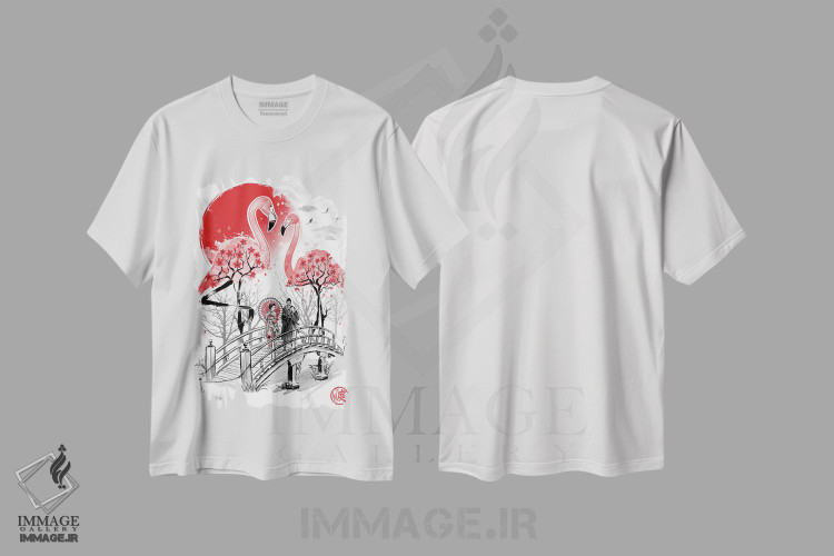 تیشرت طرح دار باغ فلامینگو، هنر دیجیتال اثر آنتونیو کامارنا | immage.ir