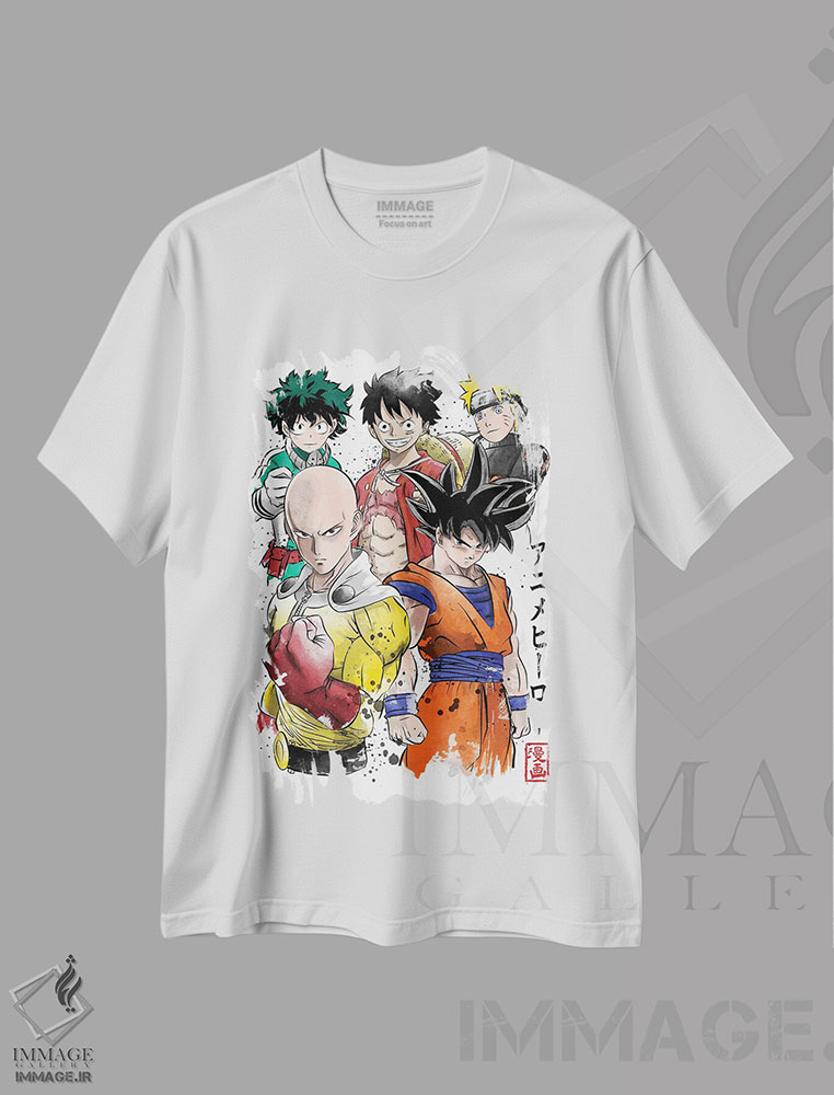 تیشرت طرح دار قهرمانان انیمه، انیمه اثر آنتونیو کامارنا | فروشگاه ایماژ