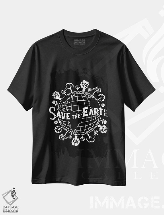 تیشرت طرح دار سیاره را نجات دهید، هنر دیجیتال سیاه و سفید اثر آنتونیو کامارنا | immage.ir
