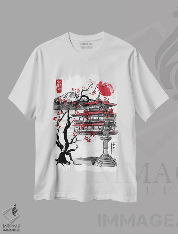 تیشرت طرح دار معبد پاویون طلایی، دکور آسیایی اثر آنتونیو کامارنا | فروشگاه ایماژ