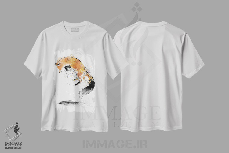 تیشرت طرح دار روباه قرمز در حال پریدن داخل برف، هنر دیجیتال اثر آنتونیو کامارنا | immage.ir