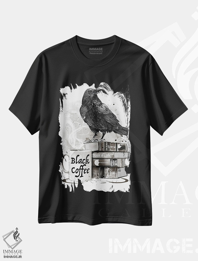 تیشرت طرح دار Raven And Poe,قهوه، کلاغ و پو، مدیوم اثر آنتونیو کامارنا | فروشگاه ایماژ