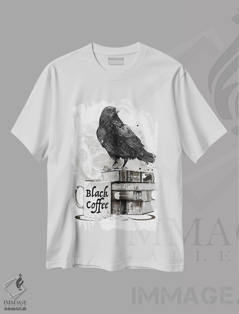 تیشرت طرح دار Raven And Poe,قهوه، کلاغ و پو، مدیوم اثر آنتونیو کامارنا | immage.ir