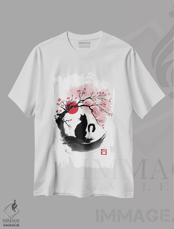 تیشرت طرح دار گربه شکوفه گیلاس، انیمه اثر آنتونیو کامارنا | immage.ir