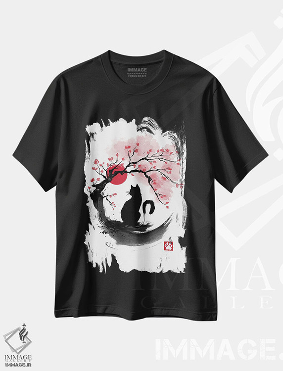 تیشرت طرح دار گربه شکوفه گیلاس، انیمه اثر آنتونیو کامارنا | فروشگاه ایماژ