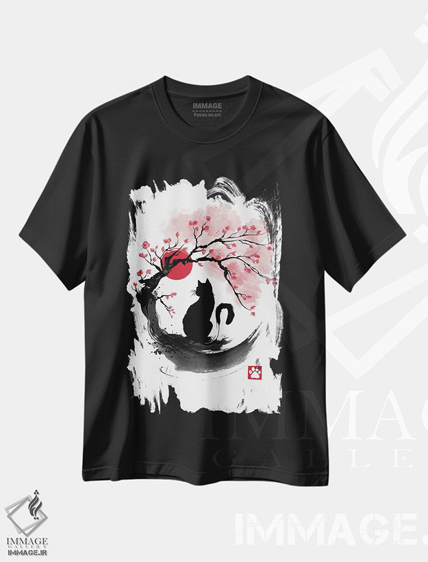 تیشرت طرح دار گربه شکوفه گیلاس، انیمه اثر آنتونیو کامارنا | فروشگاه ایماژ