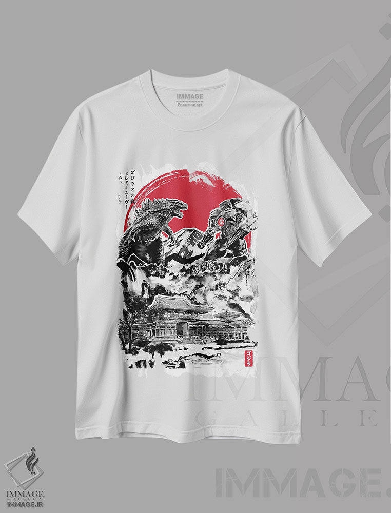 تیشرت طرح دار حمله به معبد ژاپنی، دکور آسیایی اثر آنتونیو کامارنا | فروشگاه ایماژ