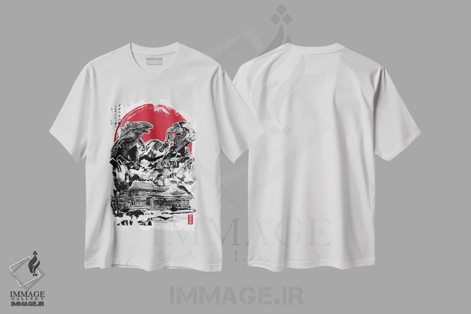 تیشرت طرح دار حمله به معبد ژاپنی، دکور آسیایی اثر آنتونیو کامارنا | فروشگاه ایماژ
