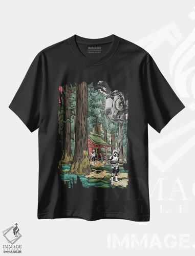 تیشرت طرح دار امپراتوری کهکشانی در جنگل ژاپنی، هنر دیجیتال اثر آنتونیو کامارنا | فروشگاه ایماژ