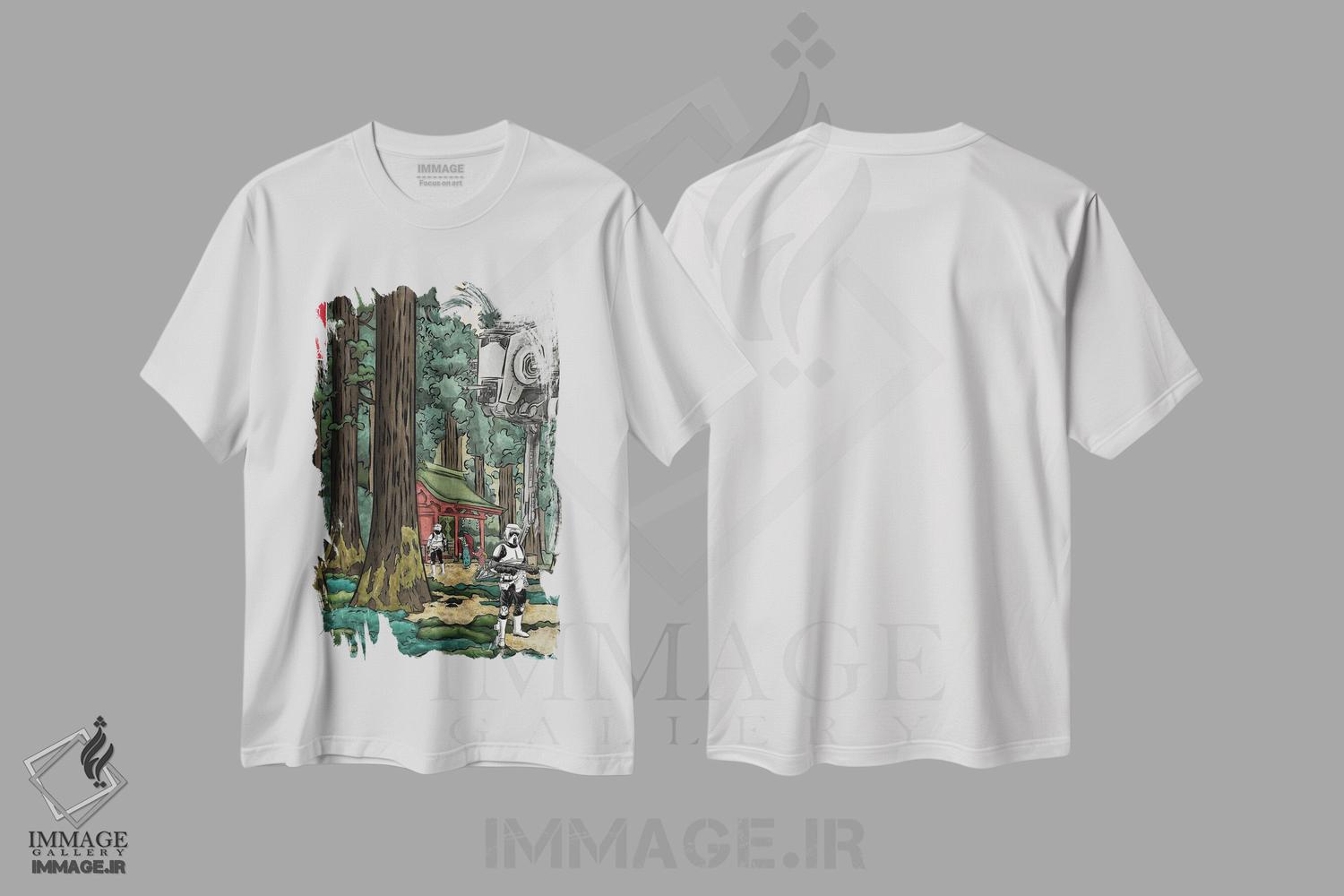 تیشرت طرح دار امپراتوری کهکشانی در جنگل ژاپنی، هنر دیجیتال اثر آنتونیو کامارنا | immage.ir