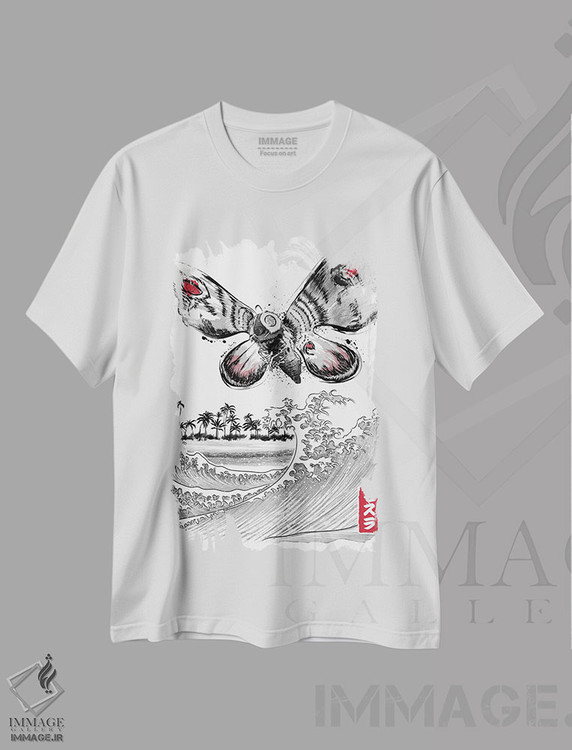 تیشرت طرح دار ظهور پروانه غول پیکر، دکور آسیایی اثر آنتونیو کامارنا | فروشگاه ایماژ