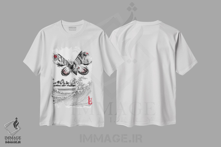 تیشرت طرح دار ظهور پروانه غول پیکر، دکور آسیایی اثر آنتونیو کامارنا | فروشگاه ایماژ