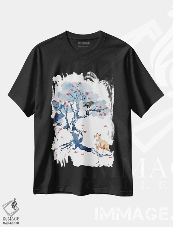تیشرت طرح دار روباه و کلاغ، هنر دیجیتال اثر آنتونیو کامارنا | فروشگاه ایماژ