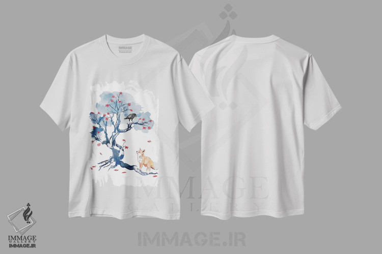 تیشرت طرح دار روباه و کلاغ، هنر دیجیتال اثر آنتونیو کامارنا | immage.ir