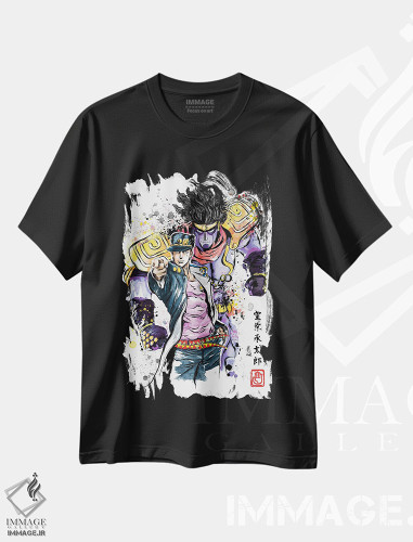 تیشرت طرح دار ماجراجویی عجیب با رنگ آب، انیمه اثر آنتونیو کامارنا | فروشگاه ایماژ