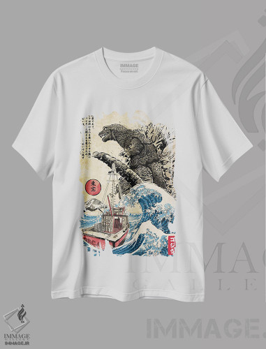 تیشرت طرح دار چاپ چوبی نهنگ قاتل در ژاپن، هنر دیجیتال اثر آنتونیو کامارنا | فروشگاه ایماژ