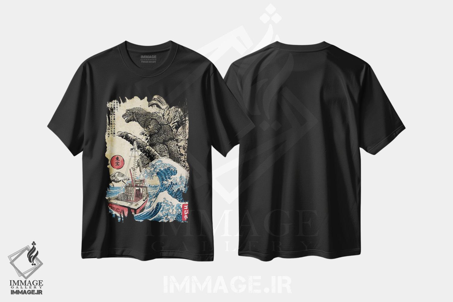 تیشرت طرح دار چاپ چوبی نهنگ قاتل در ژاپن، هنر دیجیتال اثر آنتونیو کامارنا | immage.ir