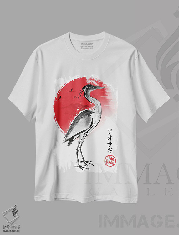 تیشرت طرح دار حواصیل، هنر دیجیتال اثر آنتونیو کامارنا | فروشگاه ایماژ