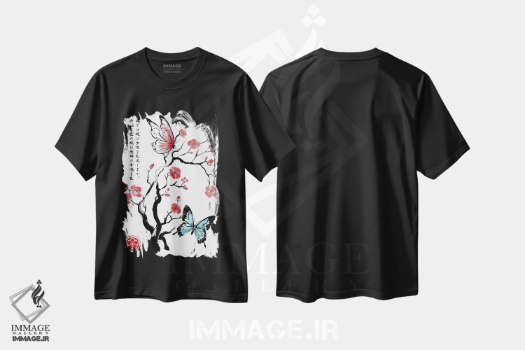 تیشرت طرح دار دو پروانه، هنر دیجیتال اثر آنتونیو کامارنا | immage.ir
