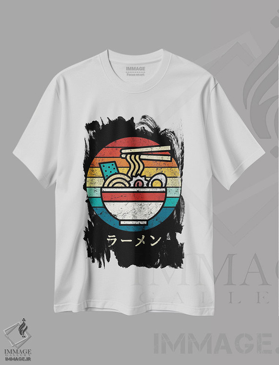 تیشرت طرح دار رامن سبک قدیمی، دکور آسیایی اثر آنتونیو کامارنا | فروشگاه ایماژ