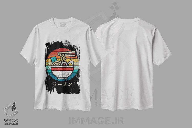 تیشرت طرح دار رامن سبک قدیمی، دکور آسیایی اثر آنتونیو کامارنا | فروشگاه ایماژ