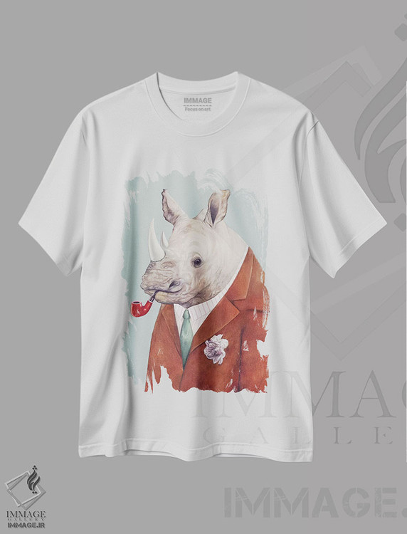 تیشرت طرح دار کرگدن، هنر دیجیتال اثر انیمال کرو | immage.ir