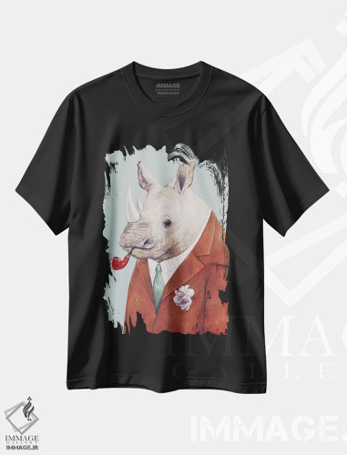 تیشرت طرح دار کرگدن، هنر دیجیتال اثر انیمال کرو | فروشگاه ایماژ