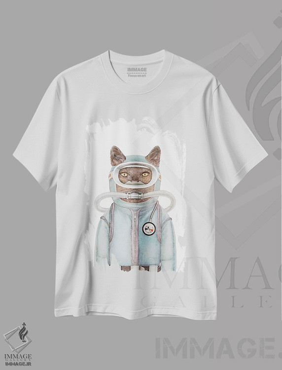 تیشرت طرح دار گربه غواص، هنر دیجیتال اثر انیمال کرو | immage.ir