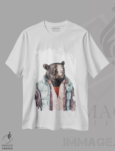 تیشرت طرح دار خرس سیاه سبز، هنر دیجیتال اثر انیمال کرو | فروشگاه ایماژ