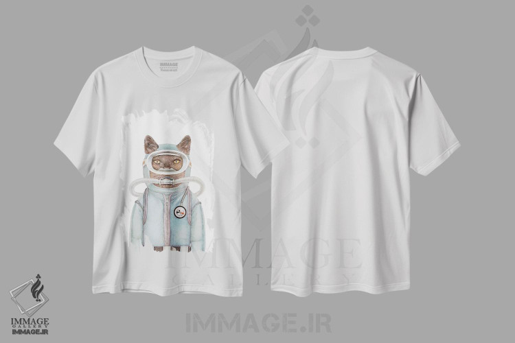 تیشرت طرح دار گربه غواص، هنر دیجیتال اثر انیمال کرو | immage.ir