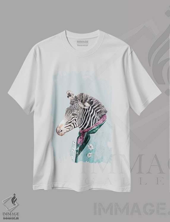 تیشرت طرح دار گورخر آبی، هنر دیجیتال اثر انیمال کرو | immage.ir