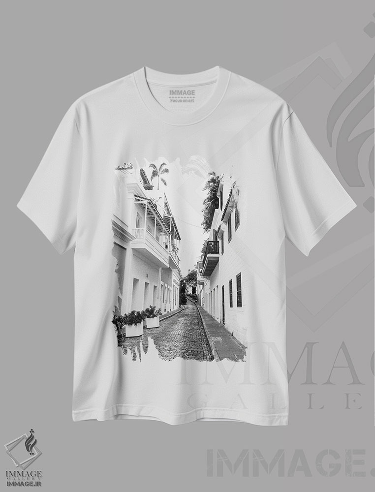 تیشرت طرح دار سن خوان قدیم II، عکاسی سیاه و سفید اثر آکوستا | فروشگاه ایماژ