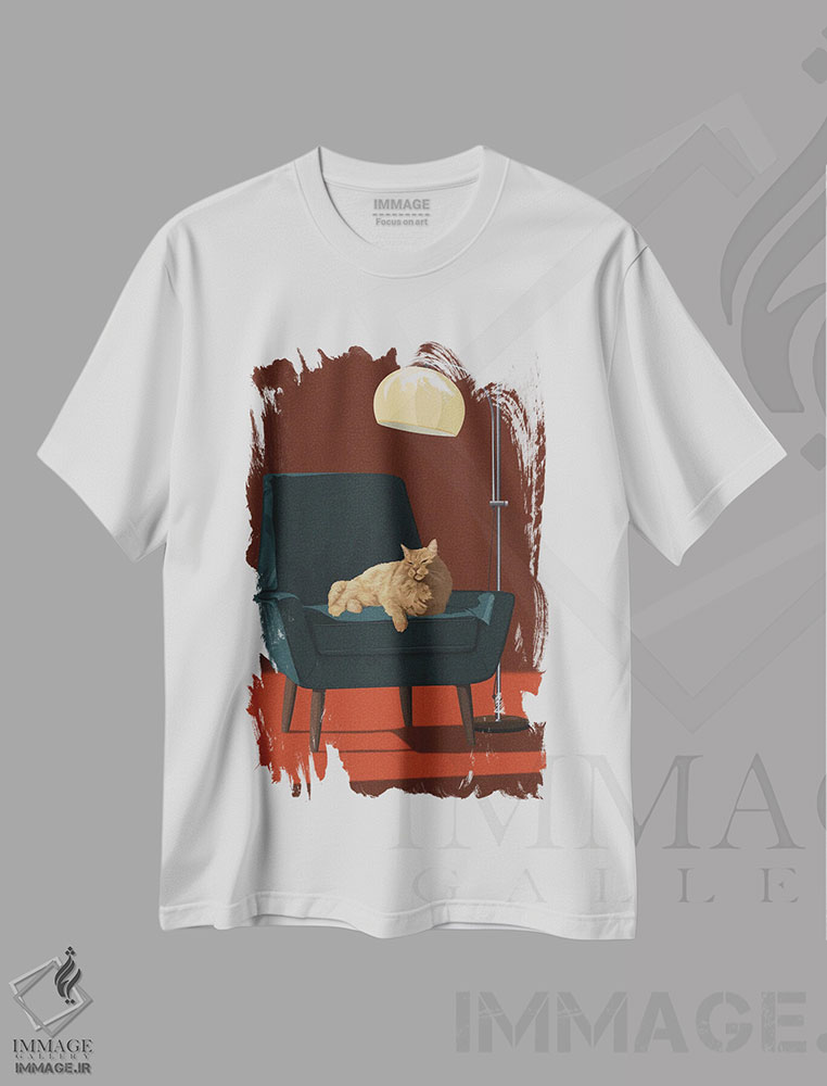 تیشرت طرح دار گربه ها روی صندلی های شیک III، تزئینی اثر آرت کت ایلاستریتد | immage.ir