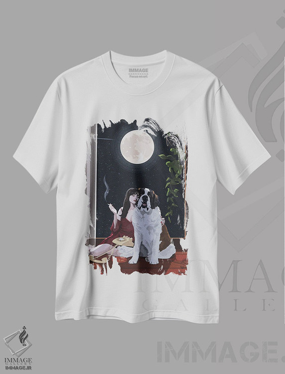 تیشرت طرح دار غول مهربان، هنر دیجیتال اثر آرت کت ایلاستریتد | فروشگاه ایماژ